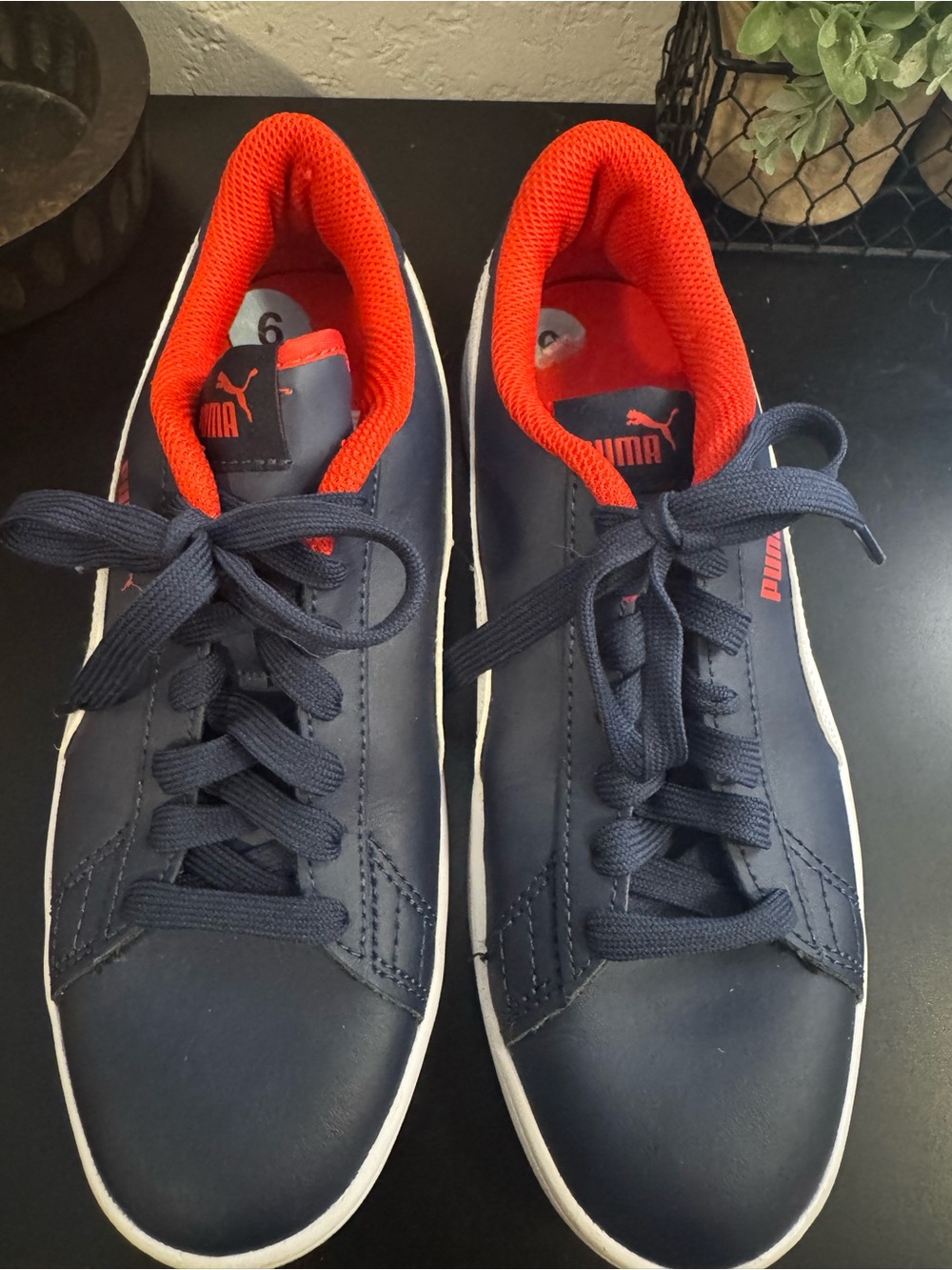 Puma Navy Sneakers with Bright Red Lining - Kids
